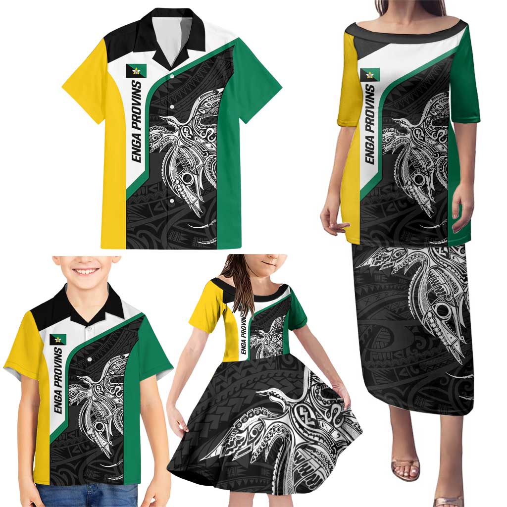 Personalised PNG Enga Province Family Matching Puletasi and Hawaiian Shirt Bird of Paradise Tattoo Flag Motif LT9 - Polynesian Pride