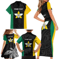 Personalised PNG Enga Province Family Matching Short Sleeve Bodycon Dress and Hawaiian Shirt Bird of Paradise Tattoo Flag Motif LT9 - Polynesian Pride