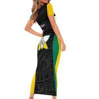 Personalised PNG Enga Province Family Matching Short Sleeve Bodycon Dress and Hawaiian Shirt Bird of Paradise Tattoo Flag Motif LT9 - Polynesian Pride
