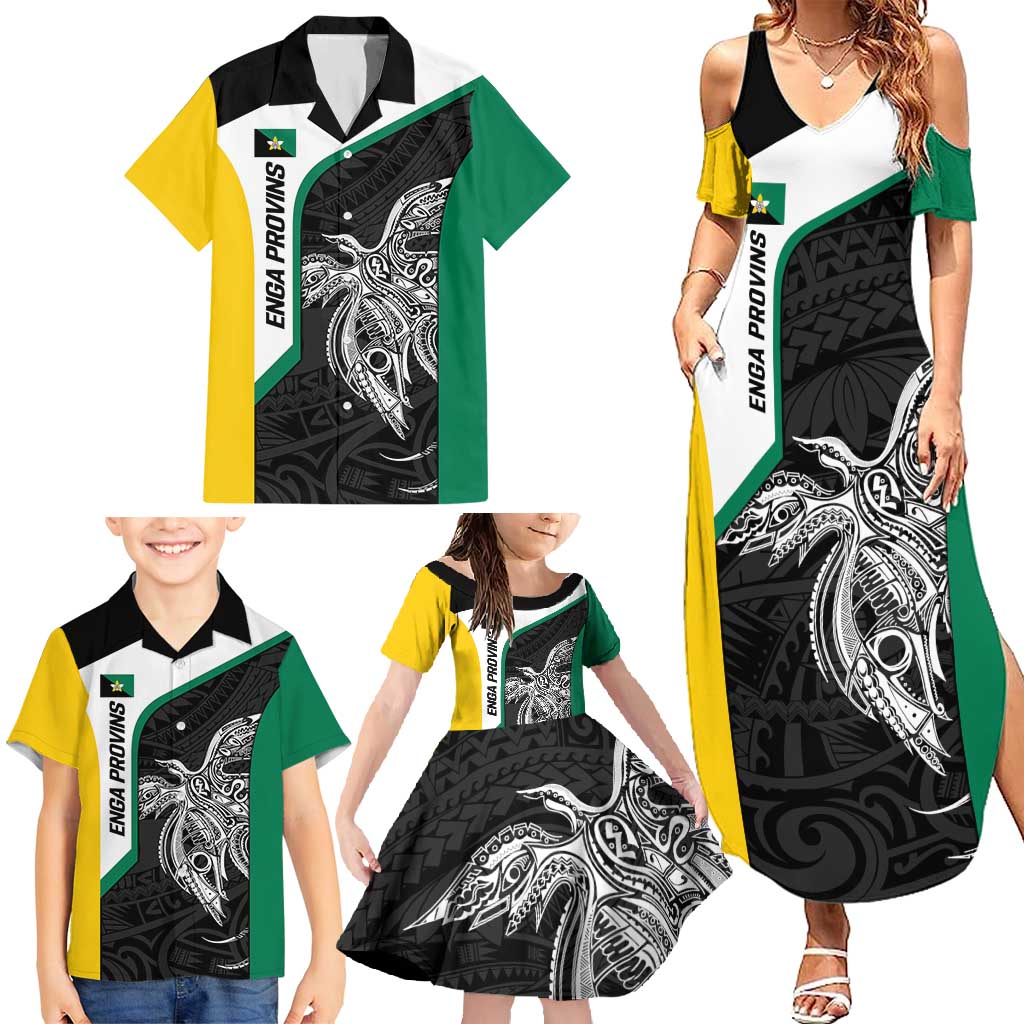 Personalised PNG Enga Province Family Matching Summer Maxi Dress and Hawaiian Shirt Bird of Paradise Tattoo Flag Motif LT9 - Polynesian Pride