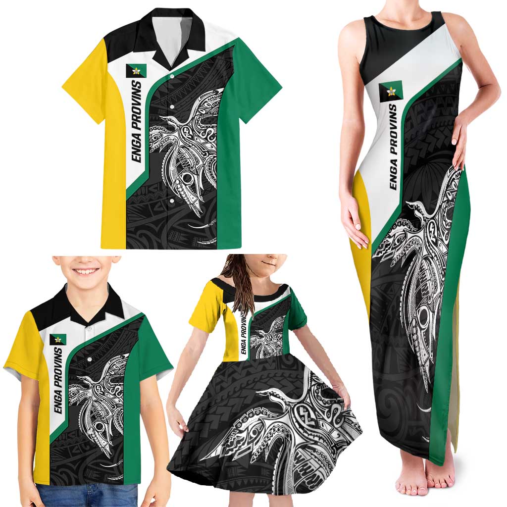 Personalised PNG Enga Province Family Matching Tank Maxi Dress and Hawaiian Shirt Bird of Paradise Tattoo Flag Motif LT9 - Polynesian Pride
