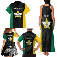 Personalised PNG Enga Province Family Matching Tank Maxi Dress and Hawaiian Shirt Bird of Paradise Tattoo Flag Motif LT9 - Polynesian Pride