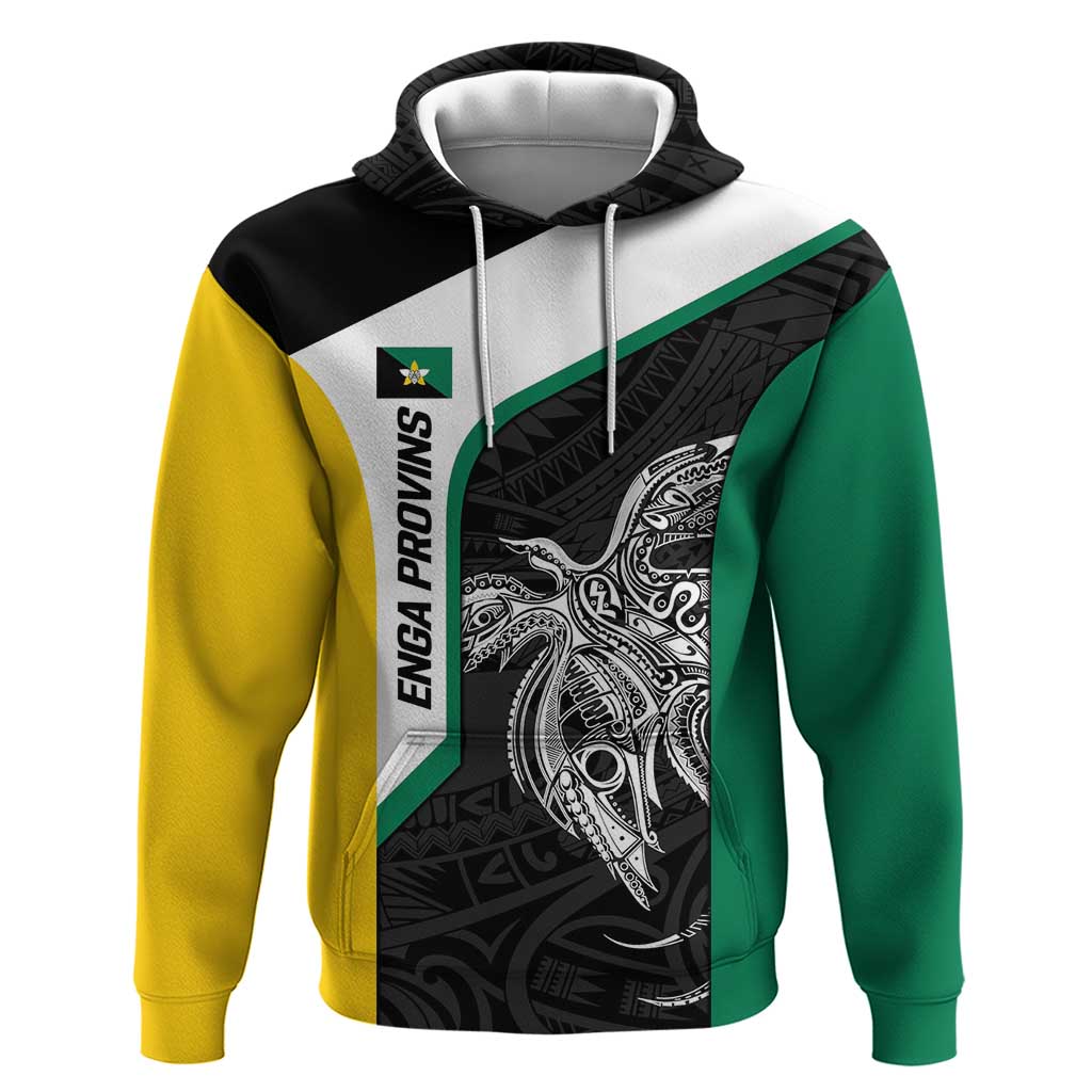 Personalised PNG Enga Province Hoodie Bird of Paradise Tattoo Flag Motif - Polynesian Pride