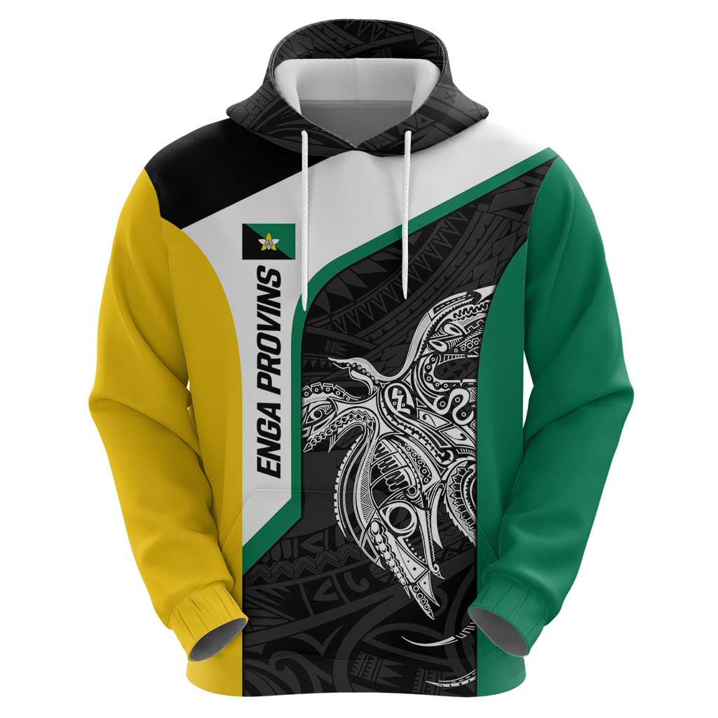 Personalised PNG Enga Province Hoodie Bird of Paradise Tattoo Flag Motif LT9 - Polynesian Pride
