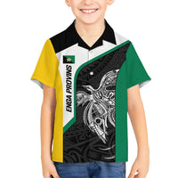 Personalised PNG Enga Province Kid Hawaiian Shirt Bird of Paradise Tattoo Flag Motif LT9 Kid Green - Polynesian Pride