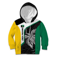 Personalised PNG Enga Province Kid Hoodie Bird of Paradise Tattoo Flag Motif LT9 Hoodie Green - Polynesian Pride