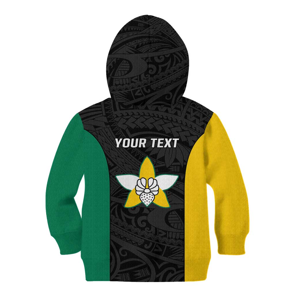 Personalised PNG Enga Province Kid Hoodie Bird of Paradise Tattoo Flag Motif LT9 - Polynesian Pride