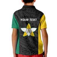Personalised PNG Enga Province Kid Polo Shirt Bird of Paradise Tattoo Flag Motif LT9 - Polynesian Pride
