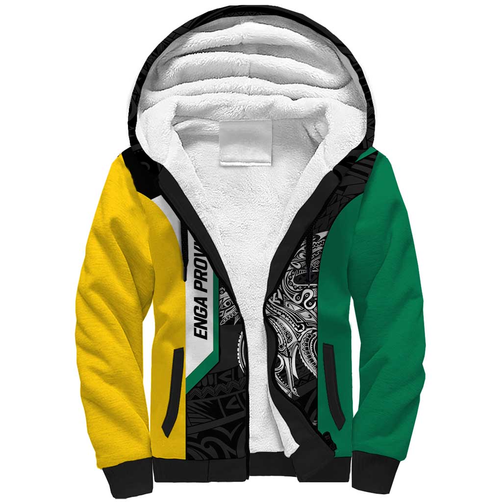 Personalised PNG Enga Province Sherpa Hoodie Bird of Paradise Tattoo Flag Motif LT9 Unisex Green - Polynesian Pride