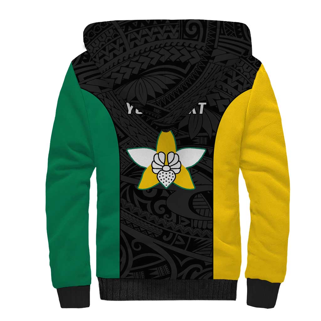 Personalised PNG Enga Province Sherpa Hoodie Bird of Paradise Tattoo Flag Motif LT9 - Polynesian Pride