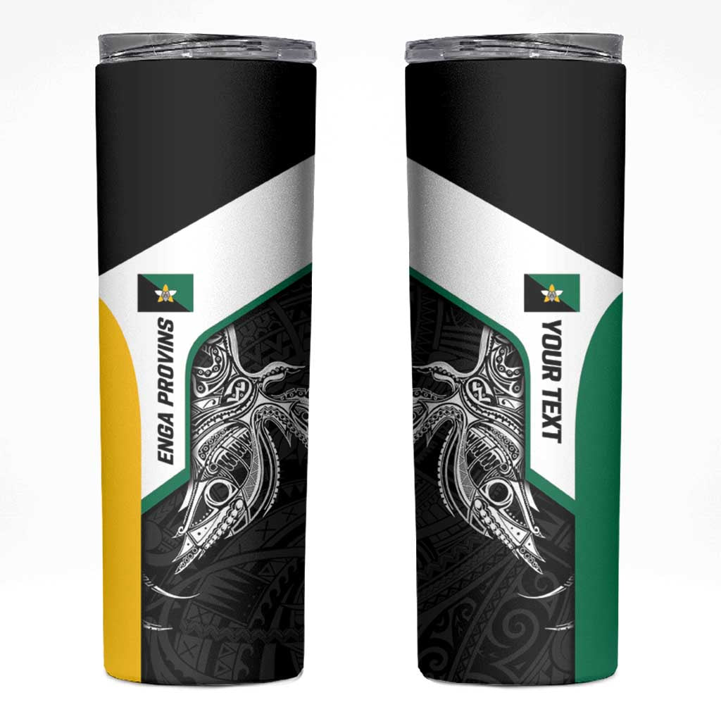 Personalised PNG Enga Province Skinny Tumbler Bird of Paradise Tattoo Flag Motif LT9 Green - Polynesian Pride