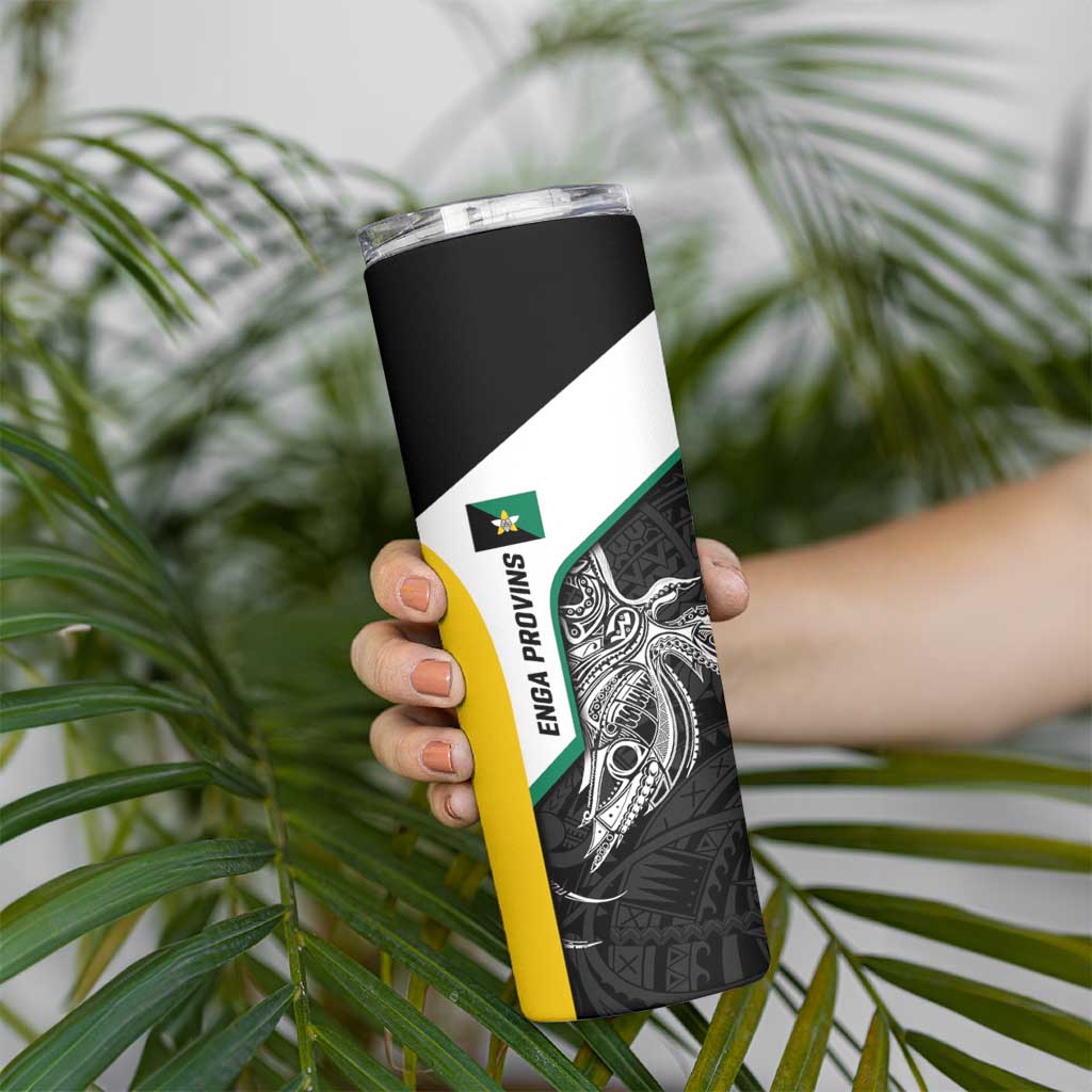 Personalised PNG Enga Province Skinny Tumbler Bird of Paradise Tattoo Flag Motif LT9 - Polynesian Pride