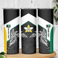 Personalised PNG Enga Province Skinny Tumbler Bird of Paradise Tattoo Flag Motif LT9 - Polynesian Pride