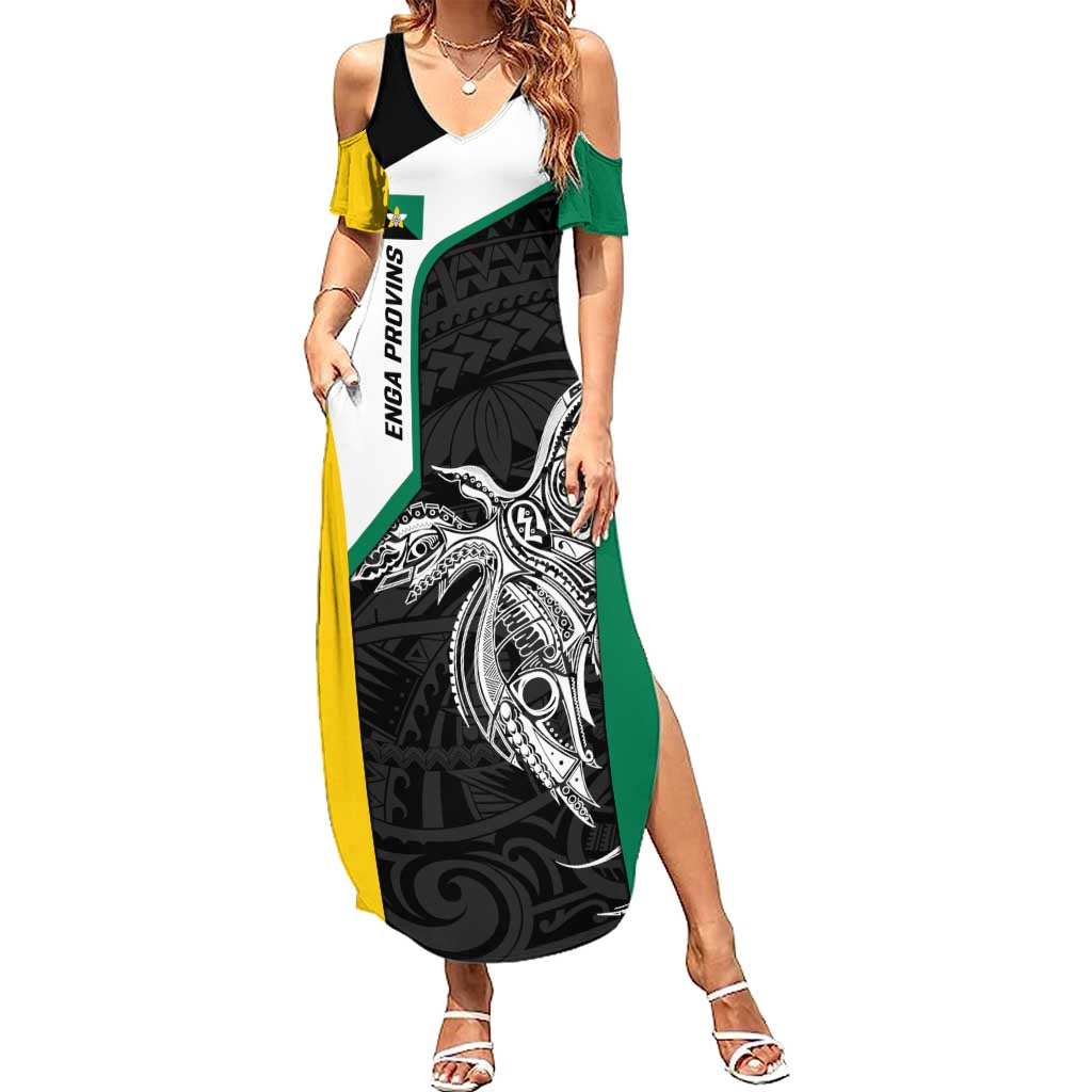 Personalised PNG Enga Province Summer Maxi Dress Bird of Paradise Tattoo Flag Motif LT9 Women Green - Polynesian Pride