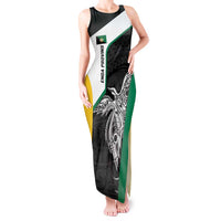 Personalised PNG Enga Province Tank Maxi Dress Bird of Paradise Tattoo Flag Motif LT9 Women Green - Polynesian Pride