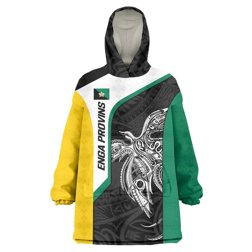 Personalised PNG Enga Province Wearable Blanket Hoodie Bird of Paradise Tattoo Flag Motif - Polynesian Pride