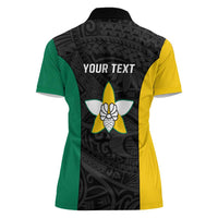 Personalised PNG Enga Province Women Polo Shirt Bird of Paradise Tattoo Flag Motif LT9 - Polynesian Pride