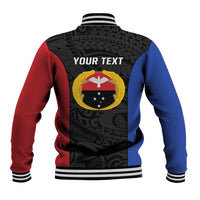 Personalised PNG Gulf Province Baseball Jacket Bird of Paradise Tattoo Flag Motif - Polynesian Pride