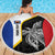 Personalised PNG Gulf Province Beach Blanket Bird of Paradise Tattoo Flag Motif - Polynesian Pride