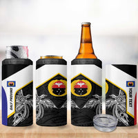 Personalised PNG Gulf Province 4 in 1 Can Cooler Tumbler Bird of Paradise Tattoo Flag Motif LT9 - Polynesian Pride