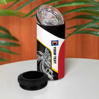 Personalised PNG Gulf Province 4 in 1 Can Cooler Tumbler Bird of Paradise Tattoo Flag Motif LT9 - Polynesian Pride