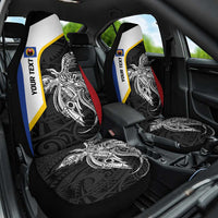 Personalised PNG Gulf Province Car Seat Cover Bird of Paradise Tattoo Flag Motif LT9 One Size Black - Polynesian Pride