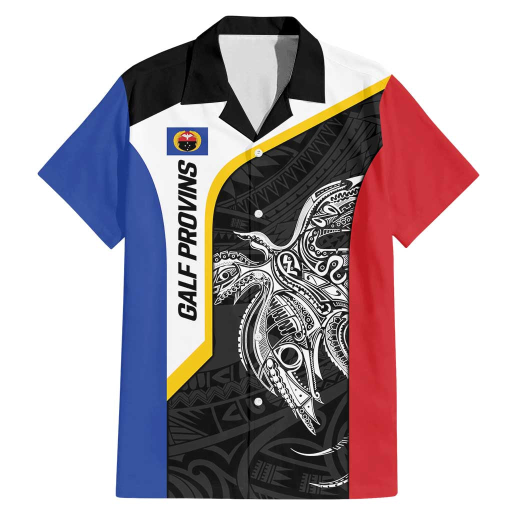 Personalised PNG Gulf Province Family Matching Mermaid Dress and Hawaiian Shirt Bird of Paradise Tattoo Flag Motif LT9 Dad's Shirt - Short Sleeve Black - Polynesian Pride