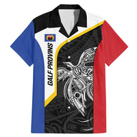 Personalised PNG Gulf Province Family Matching Mermaid Dress and Hawaiian Shirt Bird of Paradise Tattoo Flag Motif LT9 Dad's Shirt - Short Sleeve Black - Polynesian Pride