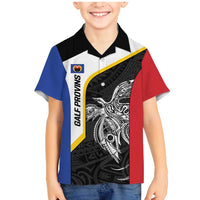 Personalised PNG Gulf Province Family Matching Mermaid Dress and Hawaiian Shirt Bird of Paradise Tattoo Flag Motif LT9 Son's Shirt Black - Polynesian Pride