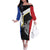 Personalised PNG Gulf Province Family Matching Off The Shoulder Long Sleeve Dress and Hawaiian Shirt Bird of Paradise Tattoo Flag Motif - Polynesian Pride