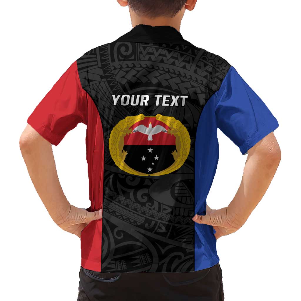 Personalised PNG Gulf Province Family Matching Short Sleeve Bodycon Dress and Hawaiian Shirt Bird of Paradise Tattoo Flag Motif LT9 - Polynesian Pride