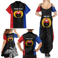 Personalised PNG Gulf Province Family Matching Summer Maxi Dress and Hawaiian Shirt Bird of Paradise Tattoo Flag Motif LT9 - Polynesian Pride