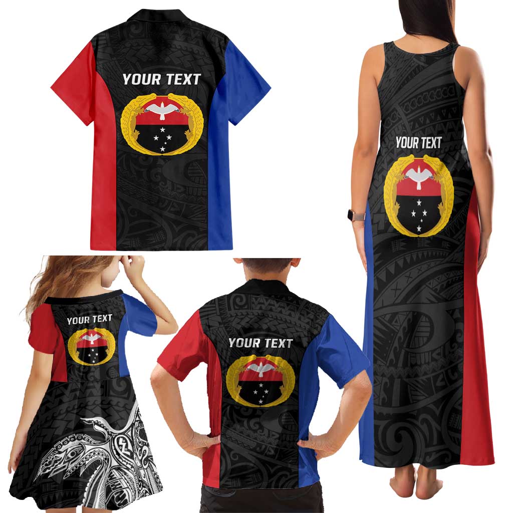 Personalised PNG Gulf Province Family Matching Tank Maxi Dress and Hawaiian Shirt Bird of Paradise Tattoo Flag Motif LT9 - Polynesian Pride