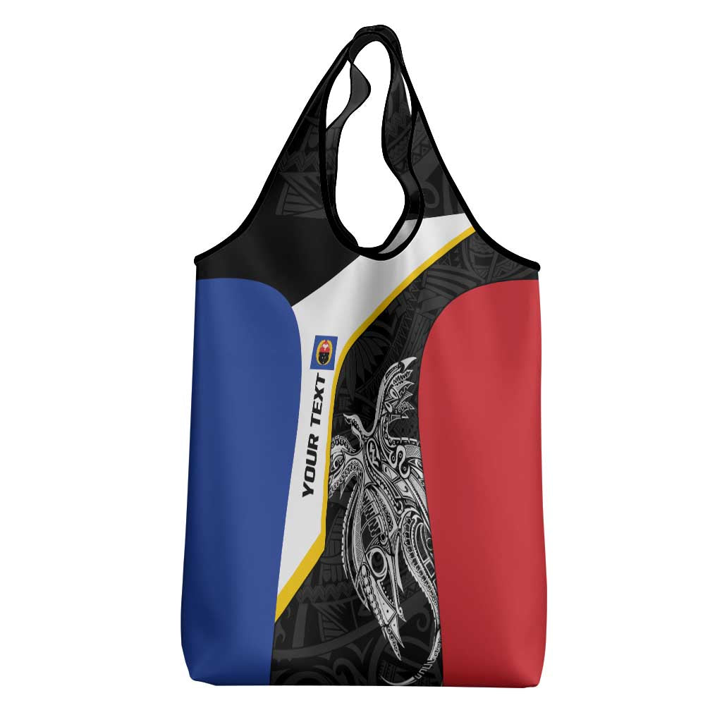 Personalised PNG Gulf Province Grocery Bag Bird of Paradise Tattoo Flag Motif LT9 - Polynesian Pride