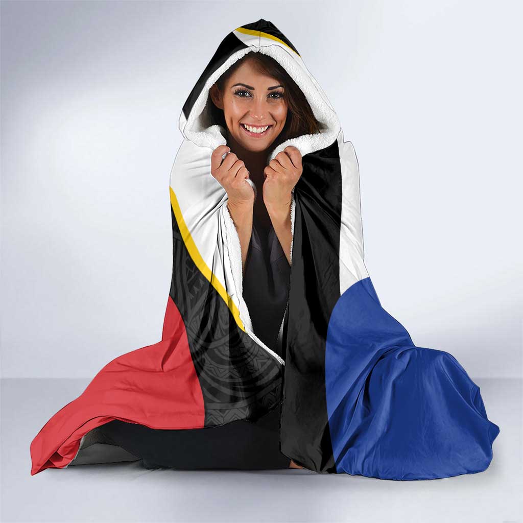 Personalised PNG Gulf Province Hooded Blanket Bird of Paradise Tattoo Flag Motif LT9 - Polynesian Pride