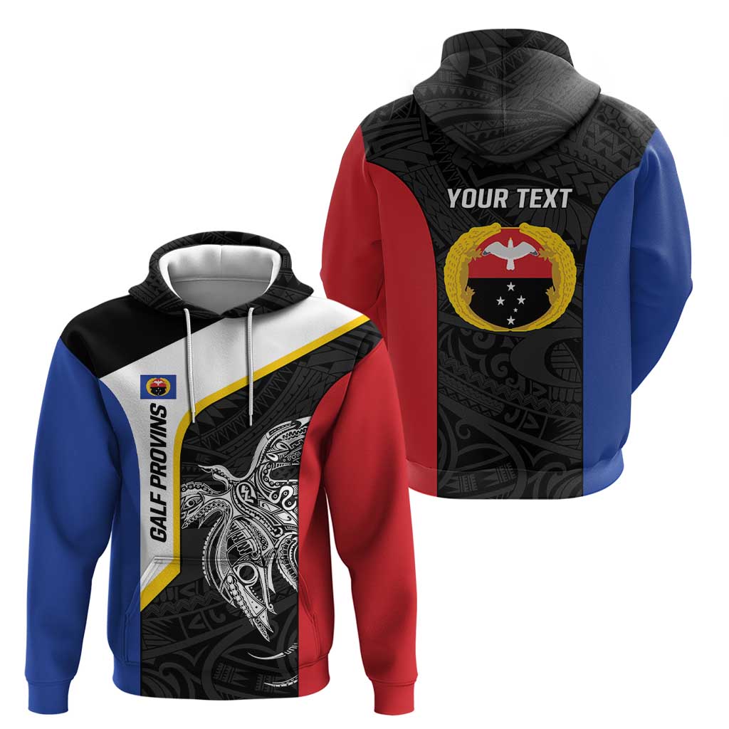 Personalised PNG Gulf Province Hoodie Bird of Paradise Tattoo Flag Motif LT9 - Polynesian Pride