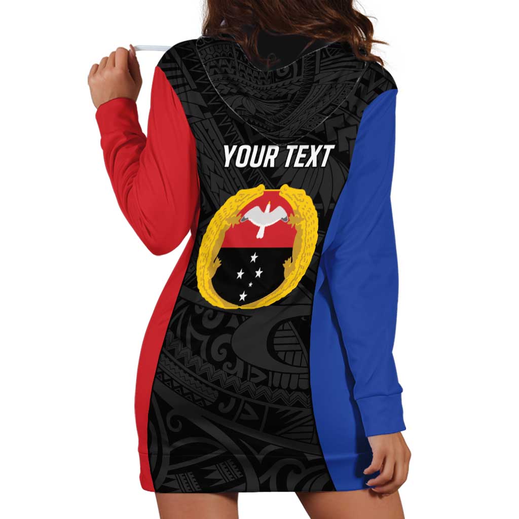 Personalised PNG Gulf Province Hoodie Dress Bird of Paradise Tattoo Flag Motif LT9 - Polynesian Pride