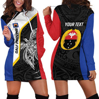 Personalised PNG Gulf Province Hoodie Dress Bird of Paradise Tattoo Flag Motif LT9 - Polynesian Pride