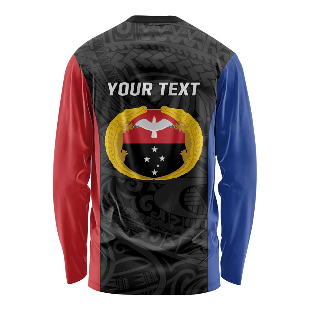 Personalised PNG Gulf Province Long Sleeve Shirt Bird of Paradise Tattoo Flag Motif LT9 - Polynesian Pride