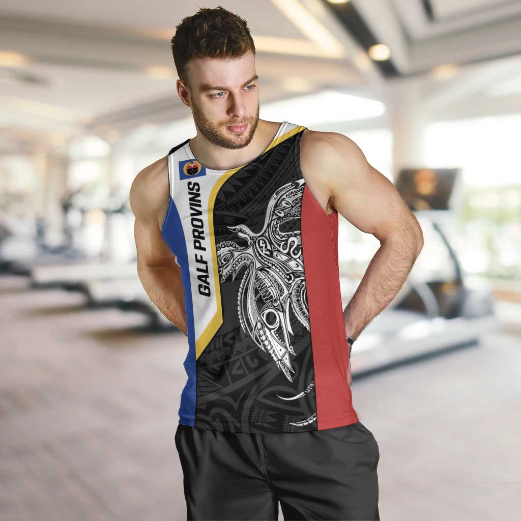 Personalised PNG Gulf Province Men Tank Top Bird of Paradise Tattoo Flag Motif - Polynesian Pride