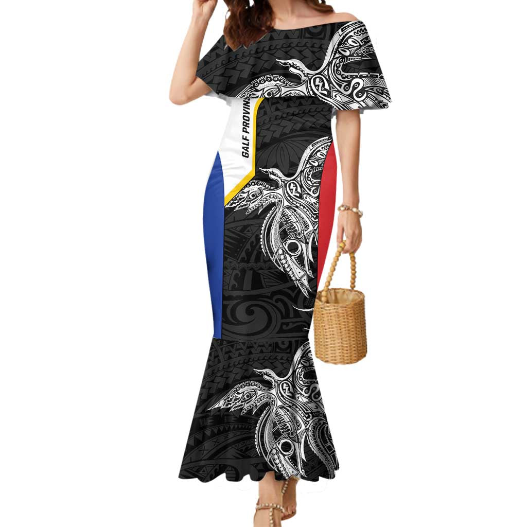 Personalised PNG Gulf Province Mermaid Dress Bird of Paradise Tattoo Flag Motif LT9 Women Black - Polynesian Pride