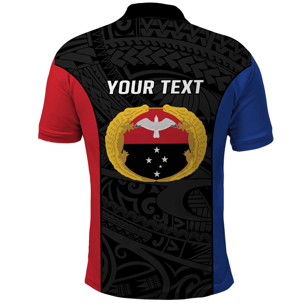Personalised PNG Gulf Province Polo Shirt Bird of Paradise Tattoo Flag Motif - Polynesian Pride