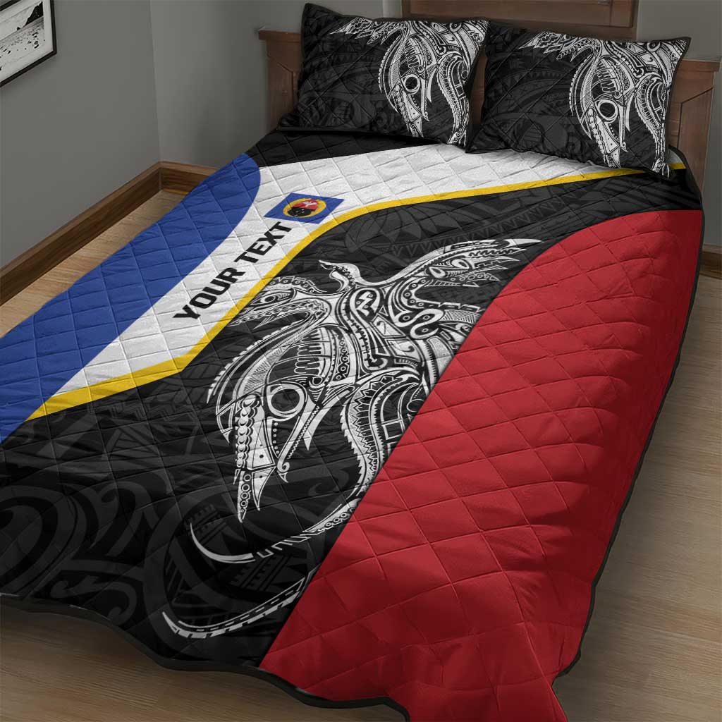 Personalised PNG Gulf Province Quilt Bed Set Bird of Paradise Tattoo Flag Motif - Polynesian Pride