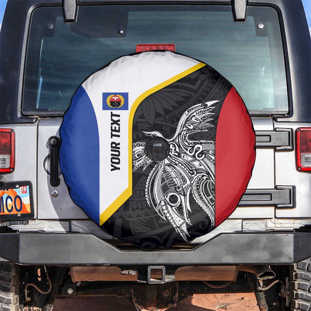 Personalised PNG Gulf Province Spare Tire Cover Bird of Paradise Tattoo Flag Motif LT9 Black - Polynesian Pride