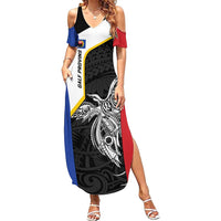 Personalised PNG Gulf Province Summer Maxi Dress Bird of Paradise Tattoo Flag Motif LT9 Women Black - Polynesian Pride