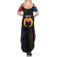 Personalised PNG Gulf Province Summer Maxi Dress Bird of Paradise Tattoo Flag Motif LT9 - Polynesian Pride