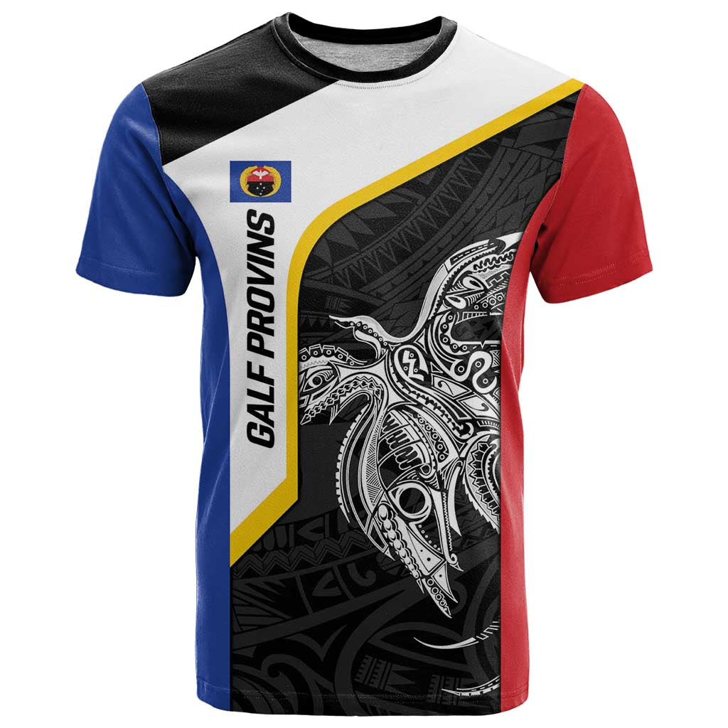 Personalised PNG Gulf Province T Shirt Bird of Paradise Tattoo Flag Motif LT9 Black - Polynesian Pride