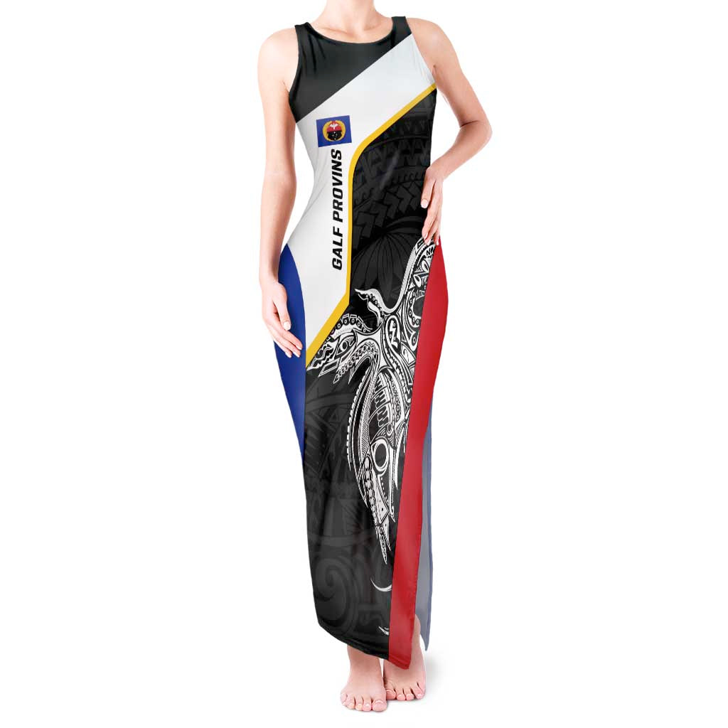 Personalised PNG Gulf Province Tank Maxi Dress Bird of Paradise Tattoo Flag Motif LT9 Women Black - Polynesian Pride