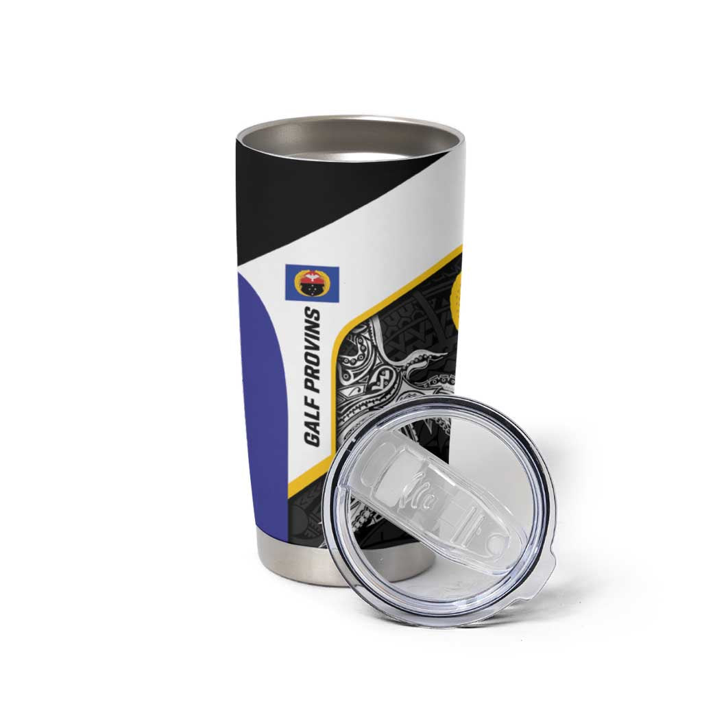 Personalised PNG Gulf Province Tumbler Cup Bird of Paradise Tattoo Flag Motif LT9 - Polynesian Pride
