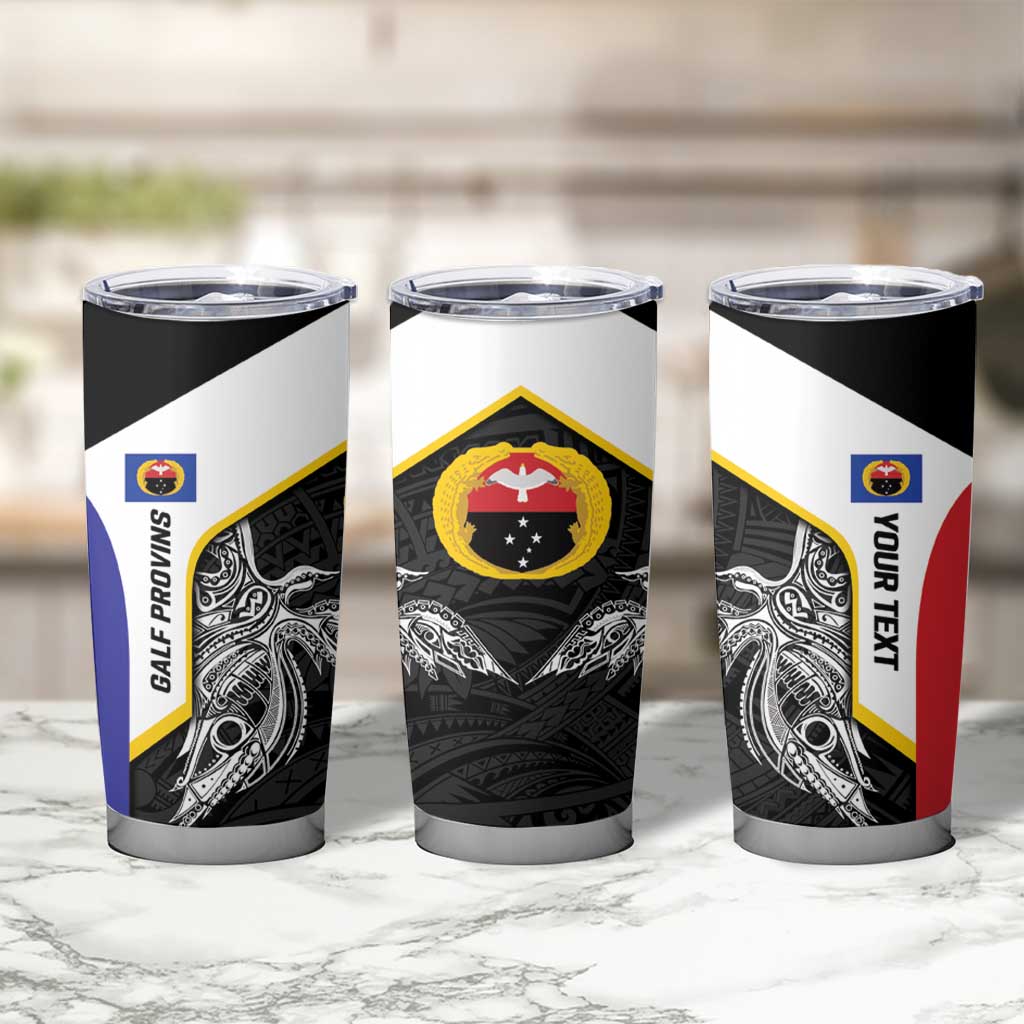 Personalised PNG Gulf Province Tumbler Cup Bird of Paradise Tattoo Flag Motif LT9 - Polynesian Pride